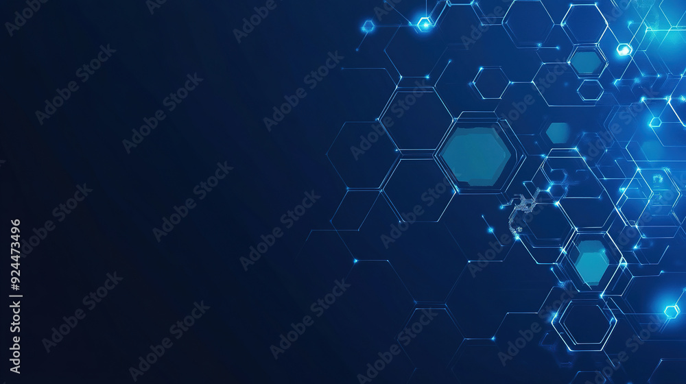 Poster abstract purple and blue background with a hexagon pattern for technology. abstract futuristic geome