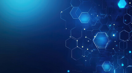 Fototapeta premium Abstract purple and blue background with a hexagon pattern for technology. Abstract futuristic geometric tech. Technology, science or business concept. Futuristic geometric pattern. Copy space area