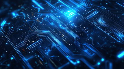 Obraz premium High-tech technology and digital network concept. Blue technology background with digital circuit board. Futuristic hi-tech. High tech connection network pattern. Abstract technology background. 