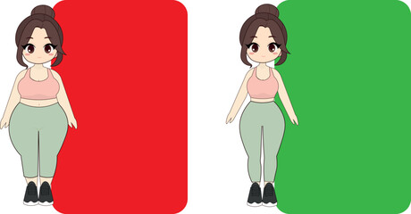 Fat and thin woman, before and after demonstration