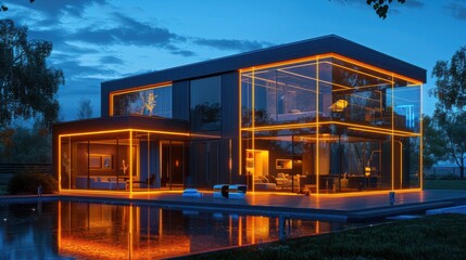 Fototapeta premium 3d design of a smart eco house.
