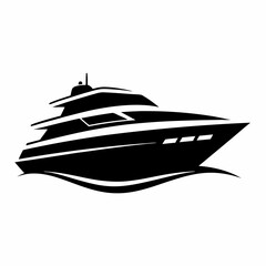 luxury yacht isolated on white, luxury yacht vector illustration, luxury yacht vector art, luxury yacht silhouette, Sea boat vector icon, Luxury yacht boat line art, eps