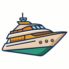 luxury yacht isolated on white, luxury yacht vector illustration, luxury yacht vector art, luxury yacht silhouette, Sea boat vector icon, Luxury yacht boat line art, eps