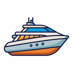 luxury yacht isolated on white, luxury yacht vector illustration, luxury yacht vector art, luxury yacht silhouette, Sea boat vector icon, Luxury yacht boat line art, eps