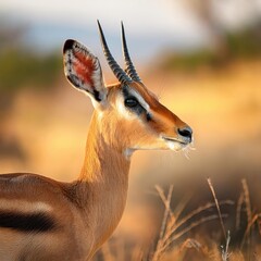 Close-Up Antelope Portrait in Savannah