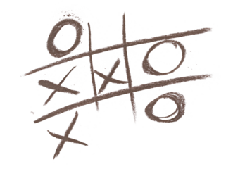 Tic tac toe XO game,  chalk sketching isolated on white