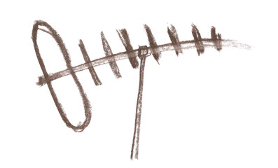 Retro television antenna symbol,  chalk sketching isolated on white