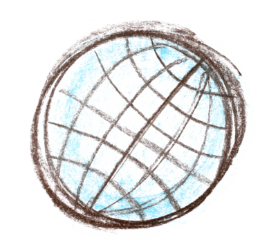 Globe sumbol hand draw,  chalk sketching isolated on white