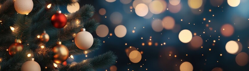 Christmas tree, floating holographic decorations, 3D magic sparkles, high-tech holiday ambiance