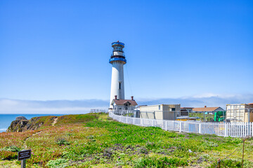 Pigeon Point Light Station on Highway 1 along the scenic Pacific coastline, of California
