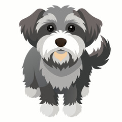 Realistic fluffy mixed-breed color dog face art vector