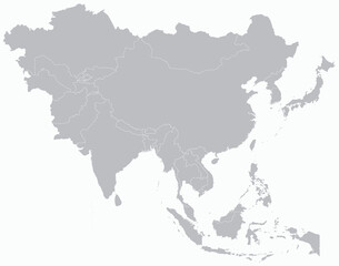 Obraz premium Highlighted map of MALDIVES inside detailed blank flat political map of the Asian continent on isolated background