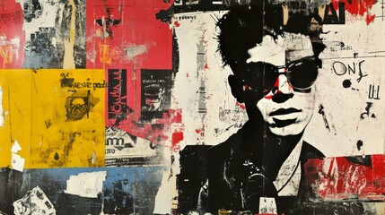 Fototapeta premium Urban Graffiti Artwork with Cool Sunglasses Figure