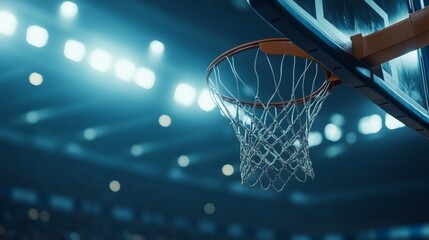 Indoor Basketball Hoop under Bright Arena Lights