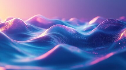 Fototapeta premium Shimmering blue and pink liquid waves with a smooth surface