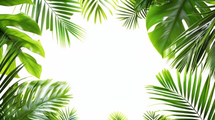 Green Tropical leaves frame Background