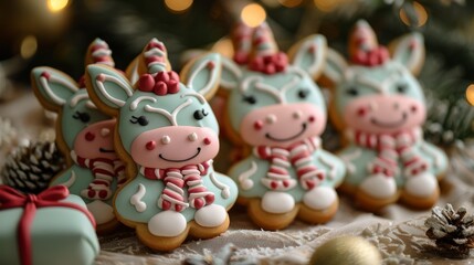 Festive Unicorn Cookies Decorated for Holiday Season Celebration
