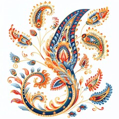 Obraz premium A colorful paisley design with intricate details and a vibrant palette. Perfect for textile, fabric, or wallpaper designs.