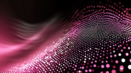 Obraz premium Flowing pink and black dots creating an abstract wave