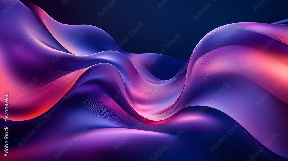 Wall mural 27. abstract 3d waves with smooth gradients and subtle highlights against a dark background