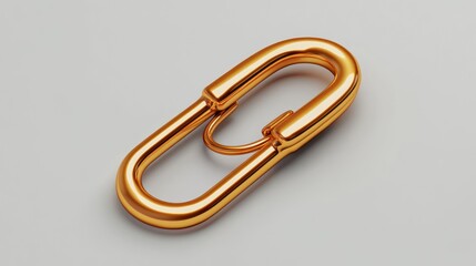 Fototapeta premium Golden Metal Chain Link on White Background Shiny Industrial Object Close-up Image