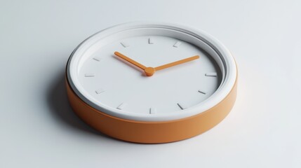 Minimalist Clock Design With Orange Accents on a White Background