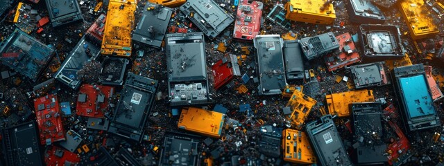 A vibrant background with splashes featuring a close-up of a computer motherboard showcasing its intricate electronic components and connections