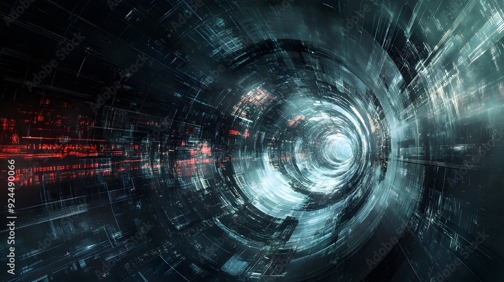 Poster 41. a complex, shifting web of light and shadow with a futuristic, high-tech aesthetic