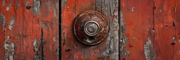 Fototapeta premium A vintage, worn brown doorbell