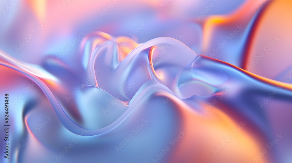 Wall mural 51. abstract, fluid shapes with soft gradients and glowing accents creating a futuristic atmosphere