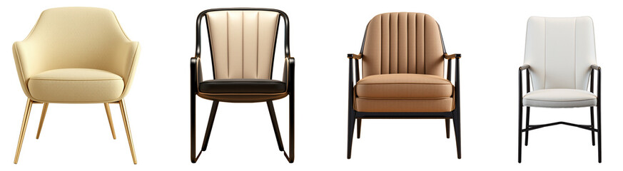 set of luxury comfort chairs isolated on transparent background.generative AI