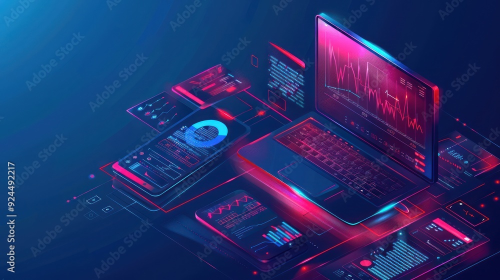 Poster digital technology and data visualization