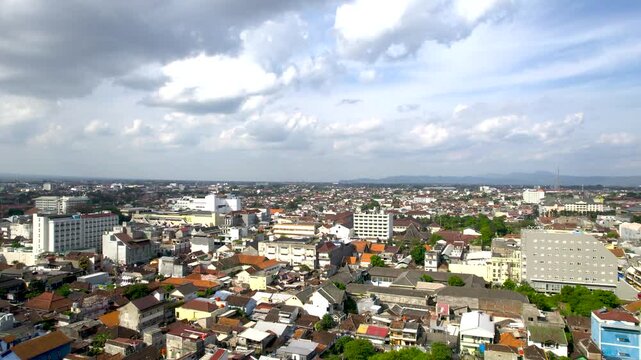 Aerial view of Jogyakarta City. Central Java, Indonesia, Jogjakarta