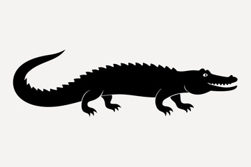 Crocodile  animal silhouette black vector art illustration