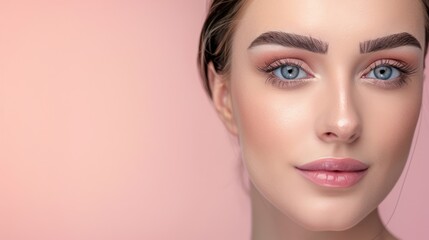 Fototapeta premium Close-up Portrait of a Beautiful Woman with Blue Eyes