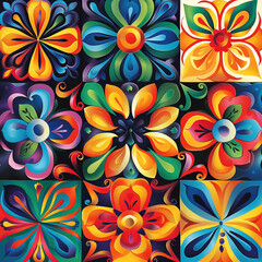 Colorful postcard for National Hispanic Heritage Month with Spanish patterns