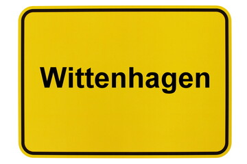 Illustration eines Ortsschildes der Gemeinde Wittenhagen in Mecklenburg-Vorpommern