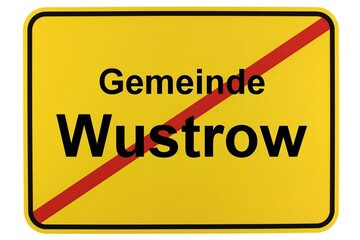 Illustration eines Ortsschildes der Gemeinde Wustrow in Mecklenburg-Vorpommern