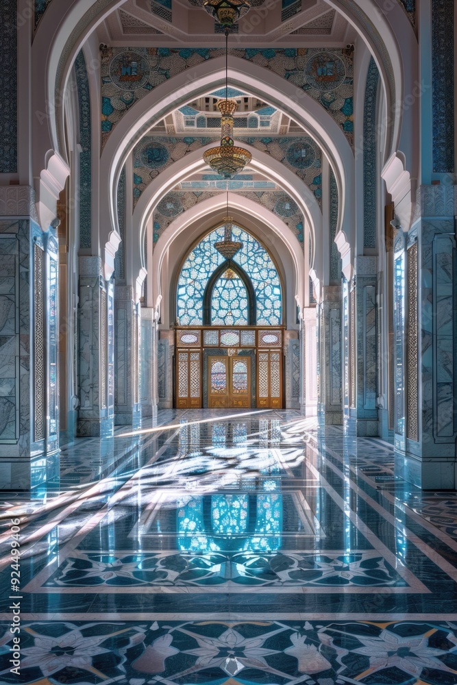 Aufkleber a large building with a beautiful stained glass window, great for architecture or design images