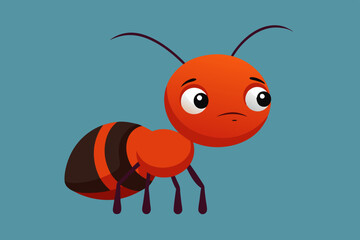 cute sad ant catoon style vector art illustration 