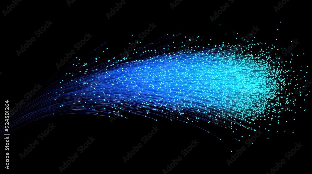 Canvas Prints Blue Fiber Optic Strands with Sparkling Effects