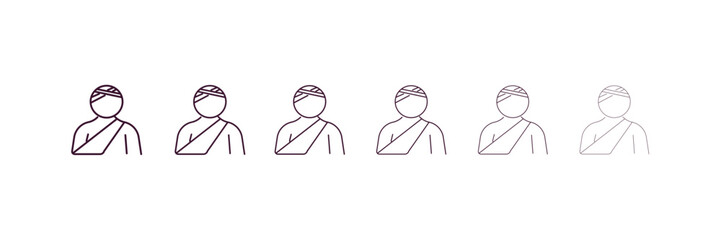 injury outline icon. Linear vector from health and medical concept. 6 different line style injury icon included thin, light, regular, medium, bold, black
