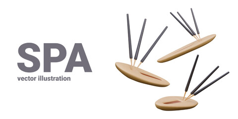 Elegant ceramic stand for scented sticks. Holder for safe use of smoldering incense sticks