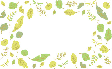 葉っぱのボタニカルなシンプルなベクターイラストフレーム背景素材