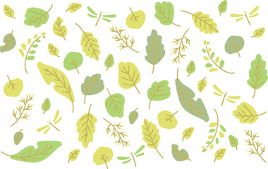 緑のボタニカルでシンプルなベクターイラスト背景素材