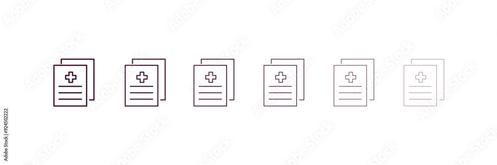 Poster records outline icon. linear vector from health and medical concept. 6 different line style records 