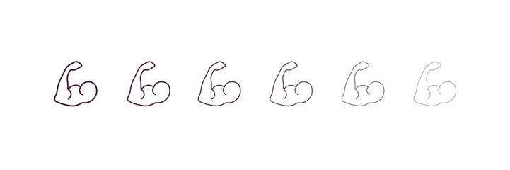 biceps outline icon. Linear vector from health and medical concept. 6 different line style biceps icon included thin, light, regular, medium, bold, black