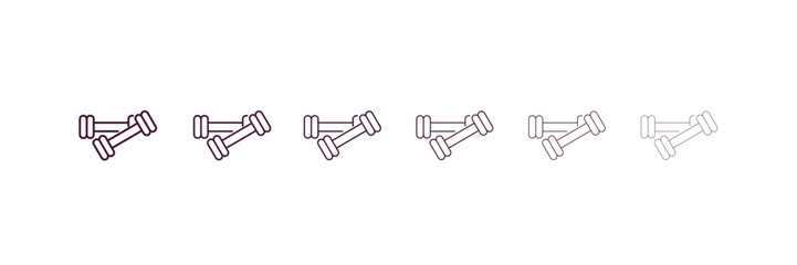 dumbbells outline icon. Linear vector from health and medical concept. 6 different line style dumbbells icon included thin, light, regular, medium, bold, black