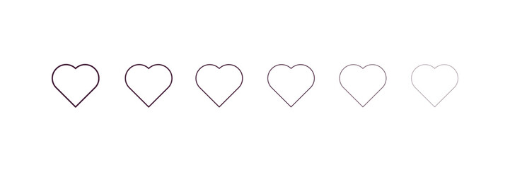 heart outline icon. Linear vector from health and medical concept. 6 different line style heart icon included thin, light, regular, medium, bold, black