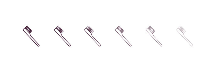 tooth brush outline icon. Linear vector from health and medical concept. 6 different line style tooth brush icon included thin, light, regular, medium, bold, black
